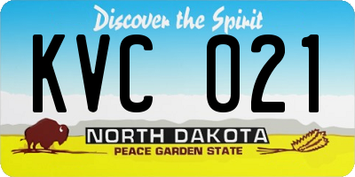 ND license plate KVC021