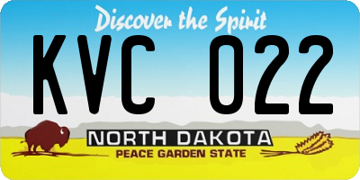 ND license plate KVC022