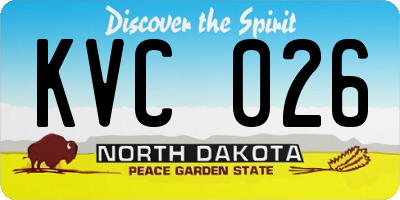 ND license plate KVC026
