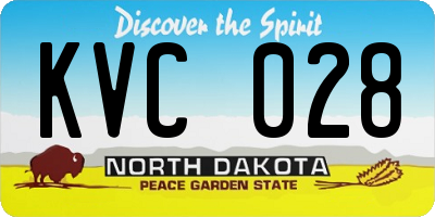 ND license plate KVC028