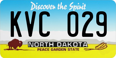 ND license plate KVC029