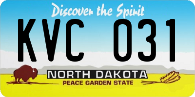 ND license plate KVC031