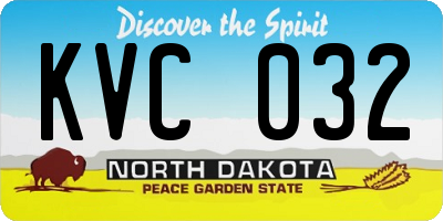 ND license plate KVC032