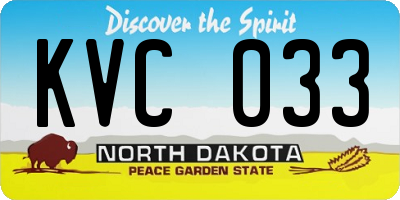 ND license plate KVC033