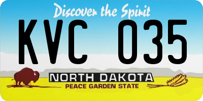ND license plate KVC035