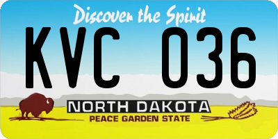 ND license plate KVC036