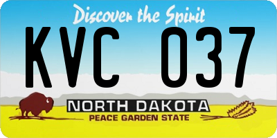 ND license plate KVC037