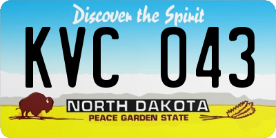 ND license plate KVC043
