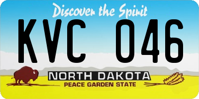 ND license plate KVC046