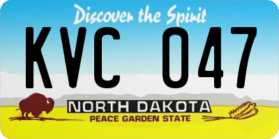 ND license plate KVC047