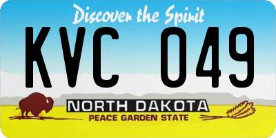 ND license plate KVC049