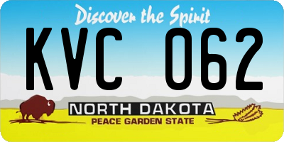 ND license plate KVC062