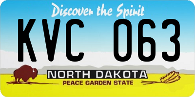 ND license plate KVC063
