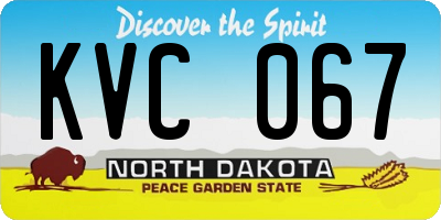 ND license plate KVC067