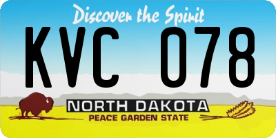 ND license plate KVC078