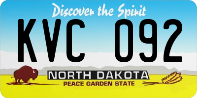ND license plate KVC092