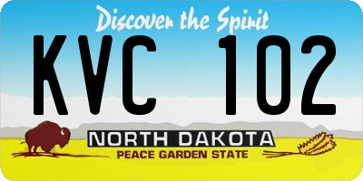 ND license plate KVC102