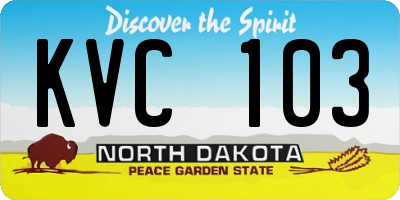 ND license plate KVC103