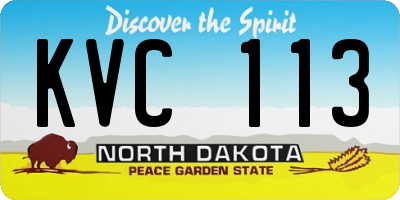 ND license plate KVC113