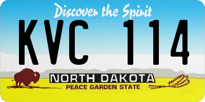 ND license plate KVC114