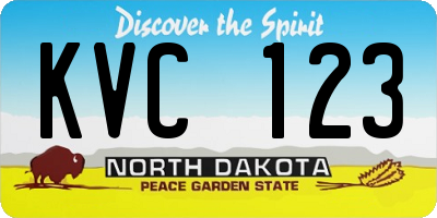 ND license plate KVC123