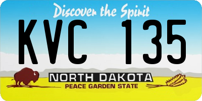 ND license plate KVC135