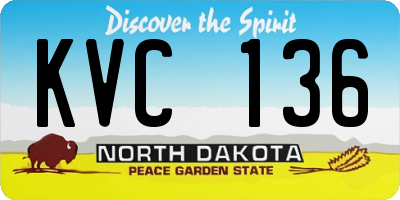 ND license plate KVC136