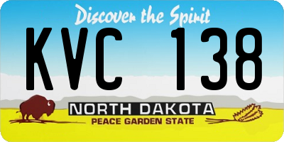 ND license plate KVC138
