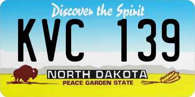 ND license plate KVC139