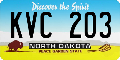 ND license plate KVC203