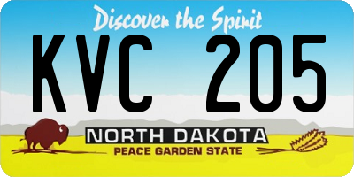 ND license plate KVC205