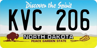 ND license plate KVC206