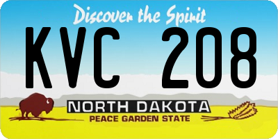 ND license plate KVC208