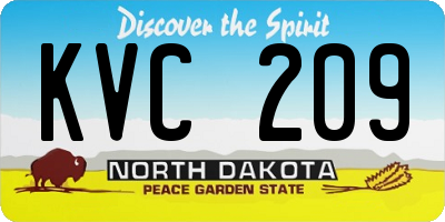 ND license plate KVC209