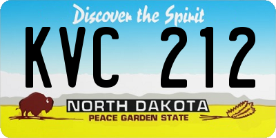 ND license plate KVC212