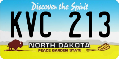ND license plate KVC213