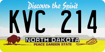 ND license plate KVC214