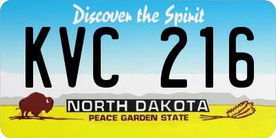ND license plate KVC216