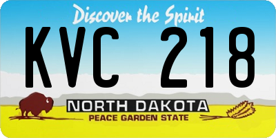 ND license plate KVC218