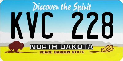 ND license plate KVC228