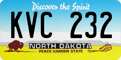 ND license plate KVC232