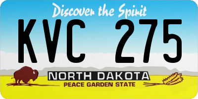 ND license plate KVC275