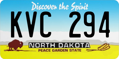 ND license plate KVC294