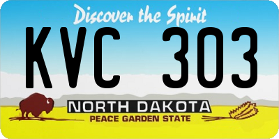 ND license plate KVC303