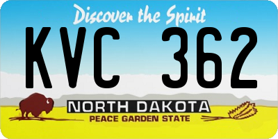ND license plate KVC362