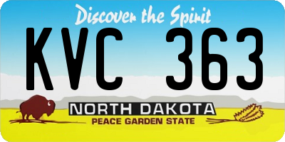 ND license plate KVC363