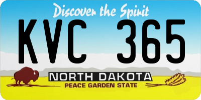 ND license plate KVC365