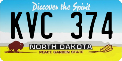 ND license plate KVC374