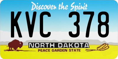 ND license plate KVC378