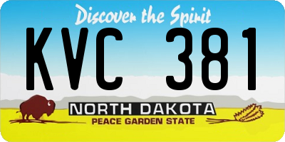ND license plate KVC381